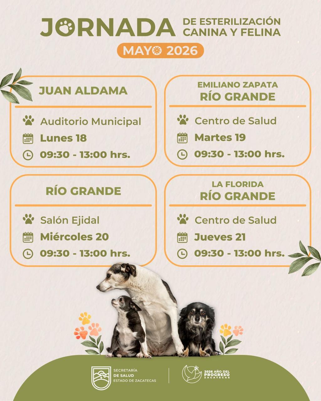 OFRECE GODEZAC ESTERILIZACIÓN GRATUITA DE MASCOTAS EN JUAN ALDAMA Y RÍO GRANDE