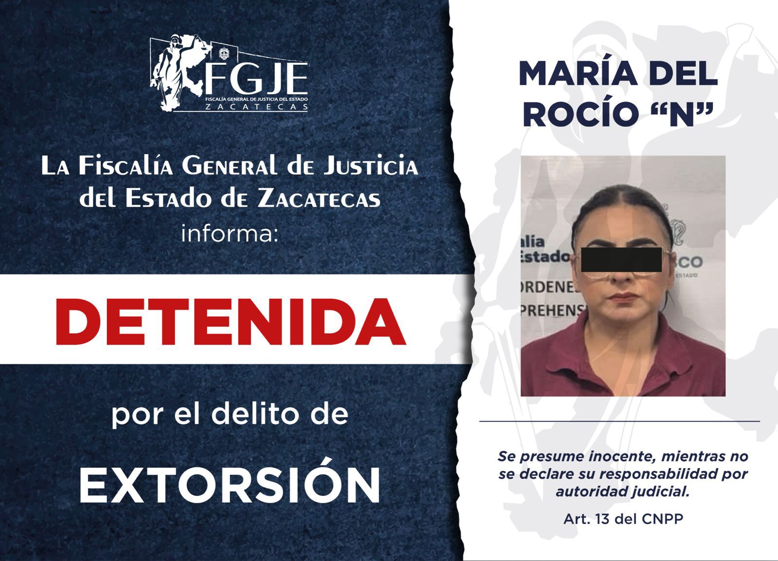 DETIENEN FGJEZ Y JALISCO A MUJER POR EXTORSIÓN EN GUADALUPE