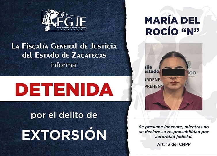DETIENEN FGJEZ Y JALISCO A MUJER POR EXTORSIÓN EN GUADALUPE
