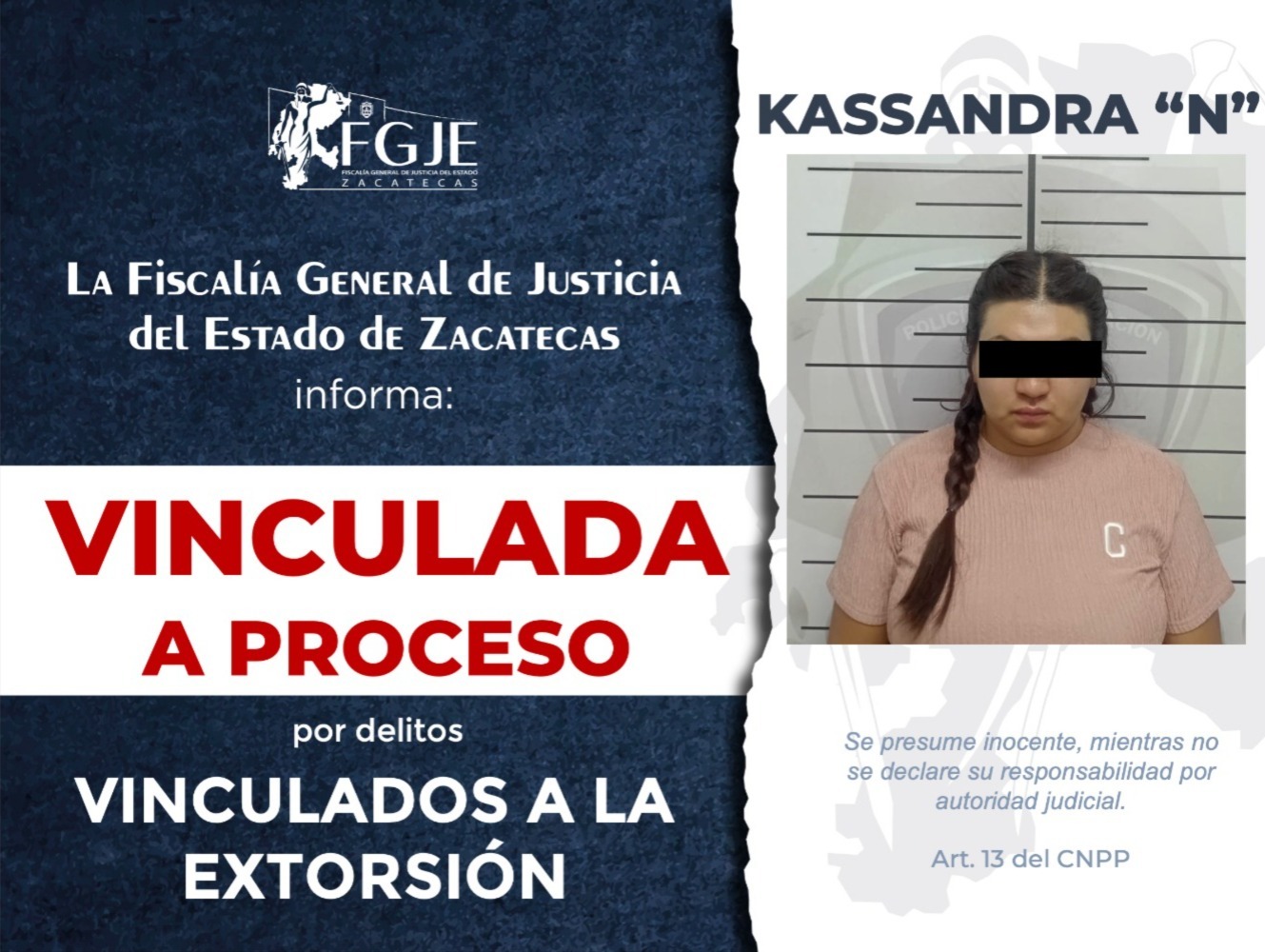 MUJER VINCULADA A PROCESO POR INTRODUCIR CELULAR AL PENAL DE FRESNILLO