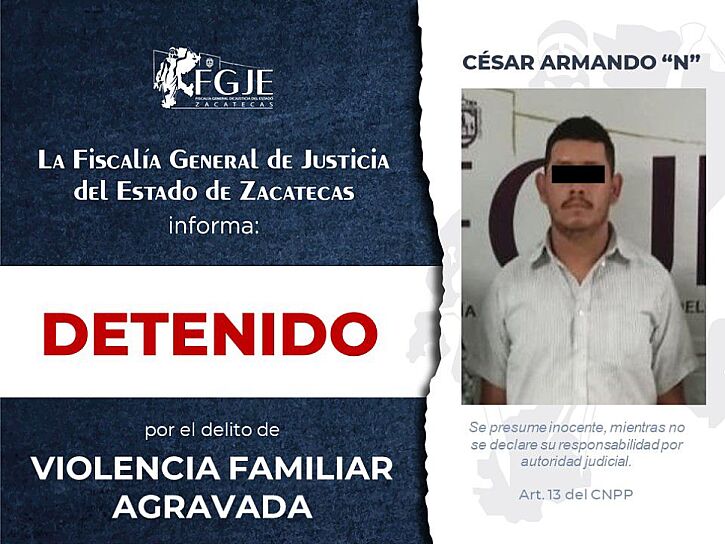 DETIENE FGJEZ A TRES PERSONAS CON ORDEN DE APREHENSIÓN EN ZACATECAS