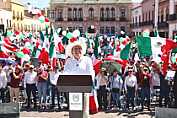 RESPALDA MONREAL A SHEINBAUM Y DESTACA AVANCES EN SEGURIDAD DURANTE ACTO NACIONAL