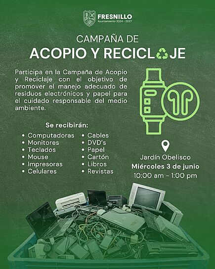 HABILITAN MÓDULO DE ACOPIO DE ELECTRÓNICOS EN JARDÍN OBELISCO