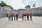 ENTREGA PEPE SALDÍVAR CANCHA Y BARDA PERIMETRAL EN BACHILLERATO POLICIAL