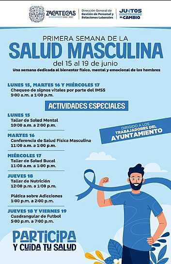 IMPULSA AYUNTAMIENTO DE ZACATECAS SEMANA DE SALUD MASCULINA