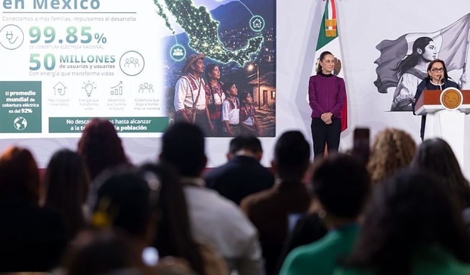 ANUNCIA CLAUDIA SHEINBAUM ELECTRIFICACIÓN CASI TOTAL DEL PAÍS