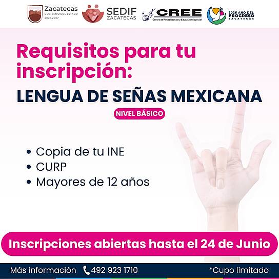 ABRE CREE INSCRIPCIONES PARA CURSO GRATUITO DE LENGUA DE SEÑAS MEXICANA