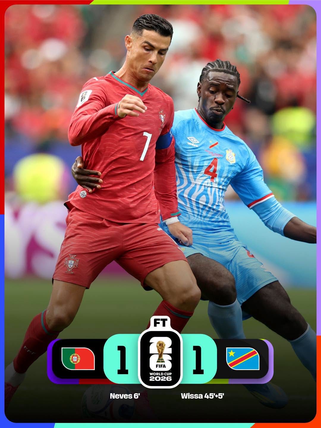 EMPATAN 1-1 PORTUGAL Y REPÚBLICA DEMOCRÁTICA DEL CONGO EN SU DEBUT MUNDIALISTA