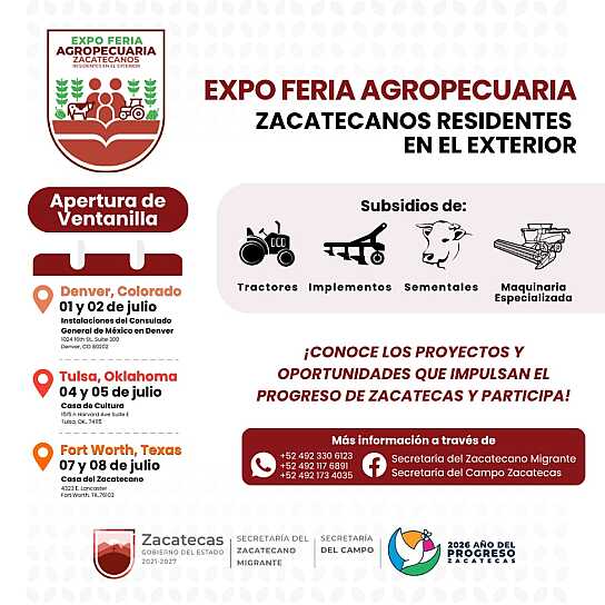 REALIZARÁ GODEZAC EXPO AGROPECUARIA PARA MIGRANTES
