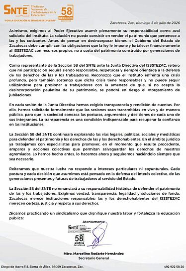 EXIGE SECCIÓN 58 DEL SNTE POSPONER DESINCORPORACIÓN DEL HOTEL PARADOR