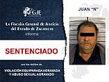 DICTAN 27 AÑOS DE PRISIÓN A JUAN "N" POR VIOLACIÓN Y ABUSO SEXUAL