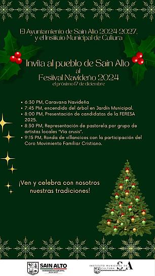 Anuncian Festival Navideño 2024 en Saín Alto