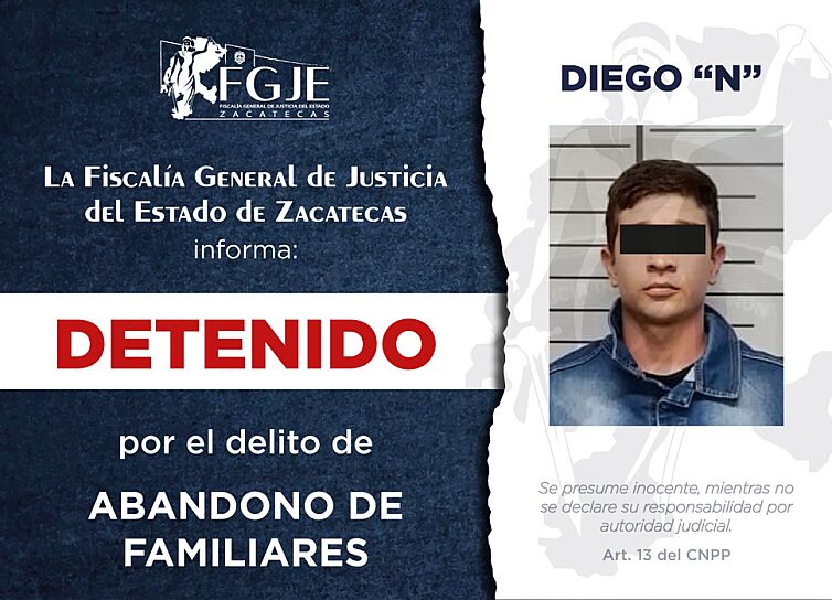 COLABORA FGJEZ EN DETENCIÓN DE DIEGO “N” REQUERIDO POR FISCALÍA DE NAYARIT
