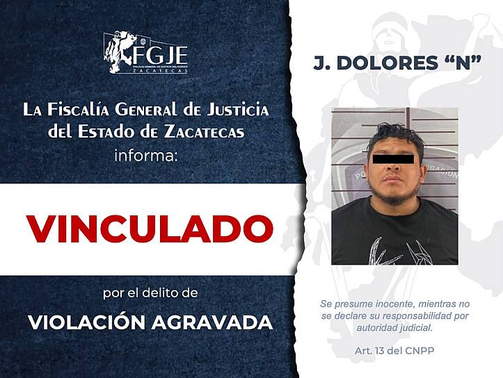 VINCULAN A J. DOLORES "N" A PROCESO POR VIOLACIÓN AGRAVADA