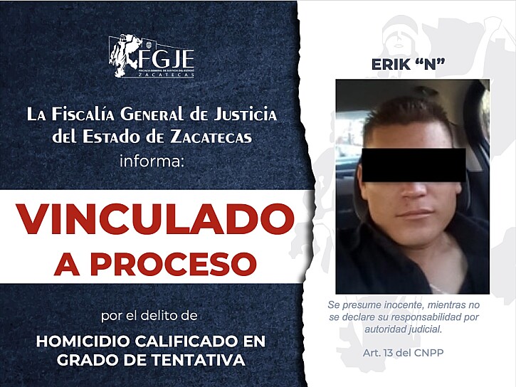 VINCULAN A PROCESO A ERIK “N” POR HOMICIDIO CALIFICADO