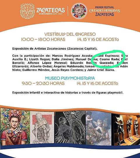 RETIRA AYUNTAMIENTO A COSME RADA DE EXPOSICIÓN TRAS RECLAMOS