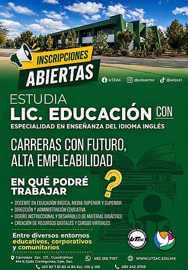 AMPLÍA LA UTZAC SU OFERTA EDUCATIVA Y ABRE ESPACIOS PARA NUEVOS ESTUDIANTES