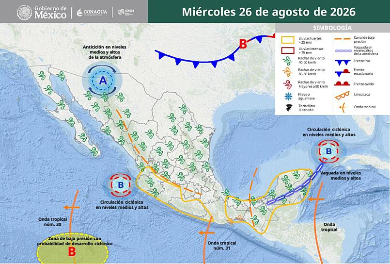 PREVÉ PROTECCIÓN CIVIL LLUVIAS INTENSAS ESTE MARTES EN REGIÓN SUR