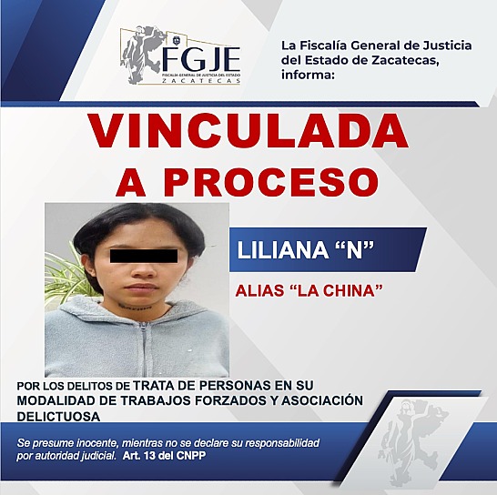 VINCULAN A LILIANA “N” POR TRABAJOS FORZADOS Y ASOCIACIÓN DELICTUOSA