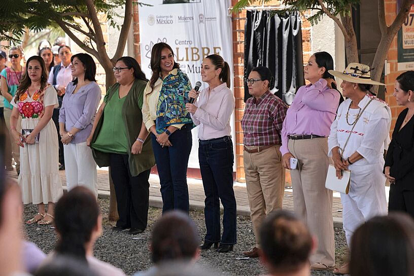 INAUGURA SHEINBAUM CENTRO LIBRE PARA MUJERES EN SILAO