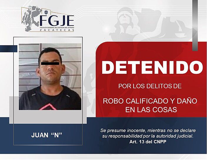 EJECUTA FGJEZ CUATRO APREHENSIONES Y DOS COMPARECENCIAS EN 24 HORAS