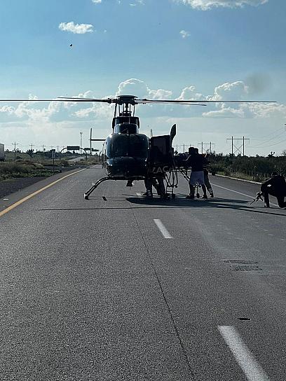 APOYA SSP CON TRASLADO AÉREO DE LESIONADOS TRAS ACCIDENTE AUTOMOVILÍSTICO