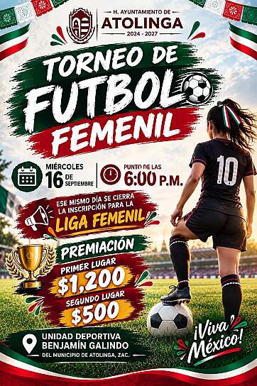 CONVOCA ATOLINGA A MUJERES PARA PARTICIPAR EN TORNEO FUTBOLÍSTICO