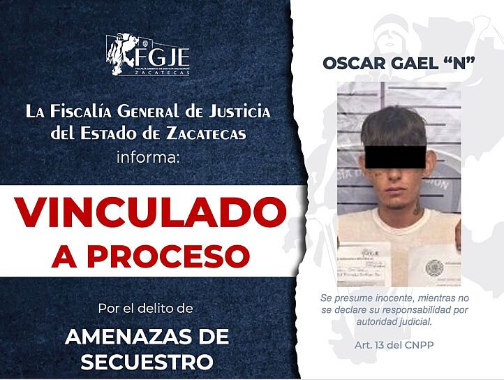 VINCULAN A PROCESO A ÓSCAR GAEL “N” POR AMENAZAS DE SECUESTRO