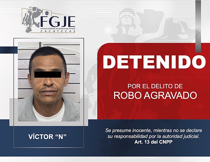 DETIENE FGJEZ A HOMBRE POR ROBO AGRAVADO Y LO ENTREGA A AUTORIDADES DE CDMX