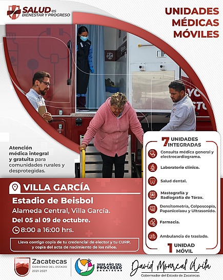 OFRECEN UNIDADES MÉDICAS MÓVILES SERVICIOS A FAMILIAS DE VILLA GARCÍA