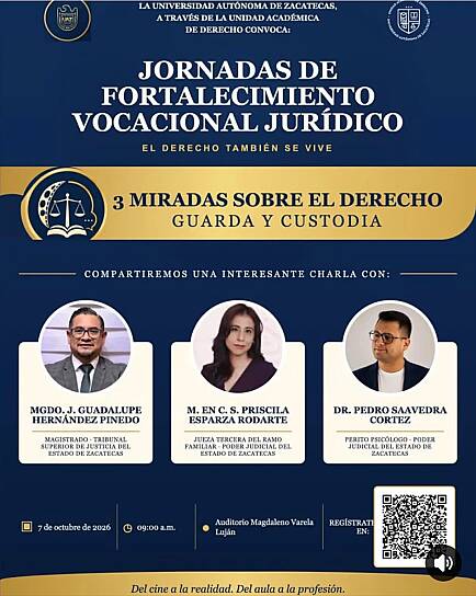 REALIZARÁ UAZ CONVERSATORIO “3 MIRADAS SOBRE EL DERECHO: GUARDA Y CUSTODIA”