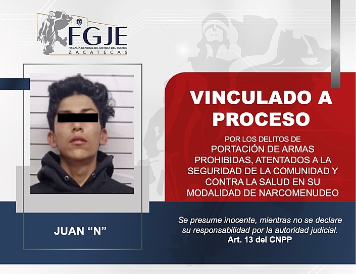 VINCULAN A JUAN “N” POR ARMAS PROHIBIDAS Y NARCOMENUDEO 