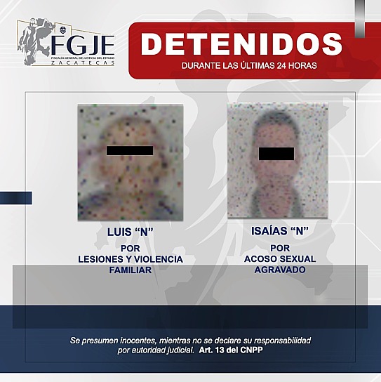 CUMPLIMENTA FGJEZ DOS ÓRDENES DE APREHENSIÓN EN ZACATECAS Y TABASCO