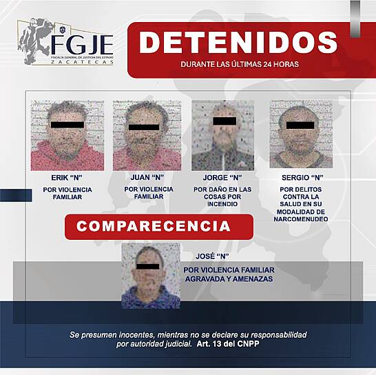 EJECUTA FGJEZ ÓRDENES DE APREHENSIÓN Y COMPARECENCIA