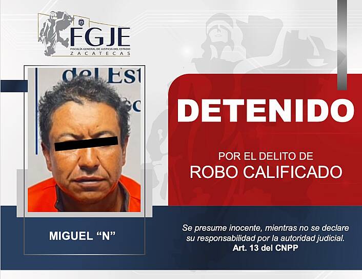 DETIENEN A MIGUEL “N” EN AGUASCALIENTES POR ROBO CALIFICADO