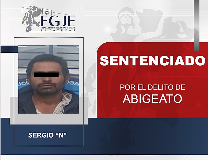 OBTIENE FGJEZ SENTENCIA DE SEIS MESES CONTRA SERGIO “N” POR ABIGEATO EN OJOCALIENTE