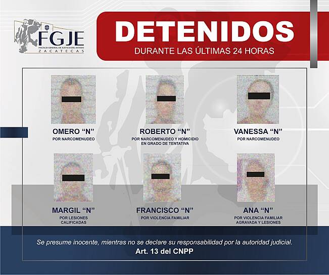 EJECUTA FGJEZ  9 ÓRDENES DE APREHENSIÓN Y UNA COMPARECENCIA