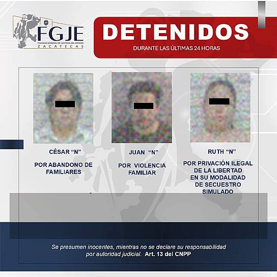 CUMPLIMENTA FGJEZ TRES ÓRDENES DE APREHENSIÓN EN ZACATECAS Y TAMAULIPAS