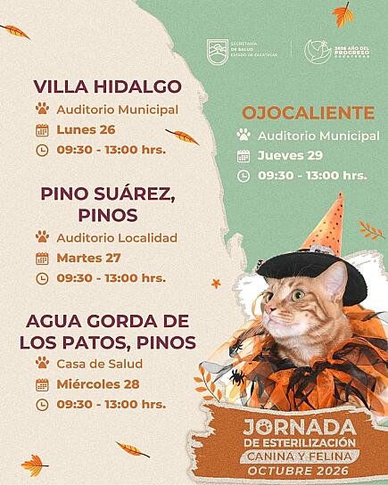 OFRECE SSZ ESTERILIZACIONES GRATUITAS PARA MASCOTAS EN TRES MUNICIPIOS DEL SURESTE