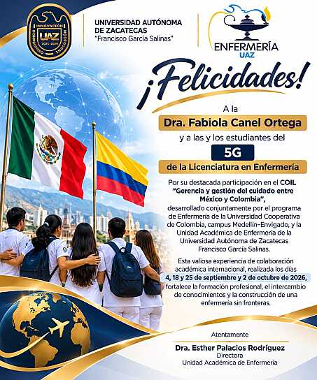 PARTICIPAN ESTUDIANTES DE ENFERMERÍA DE LA UAZ EN PROYECTO ACADÉMICO MÉXICO-COLOMBIA