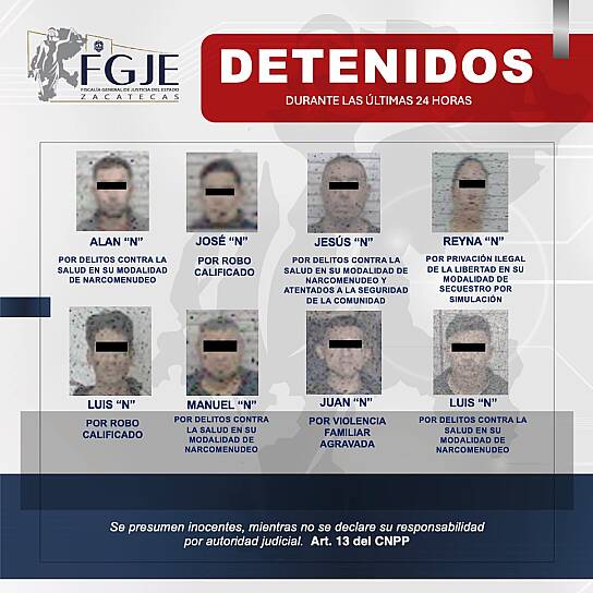 EJECUTA FGJEZ OCHO ÓRDENES DE APREHENSIÓN EN SEIS MUNICIPIOS DE ZACATECAS
