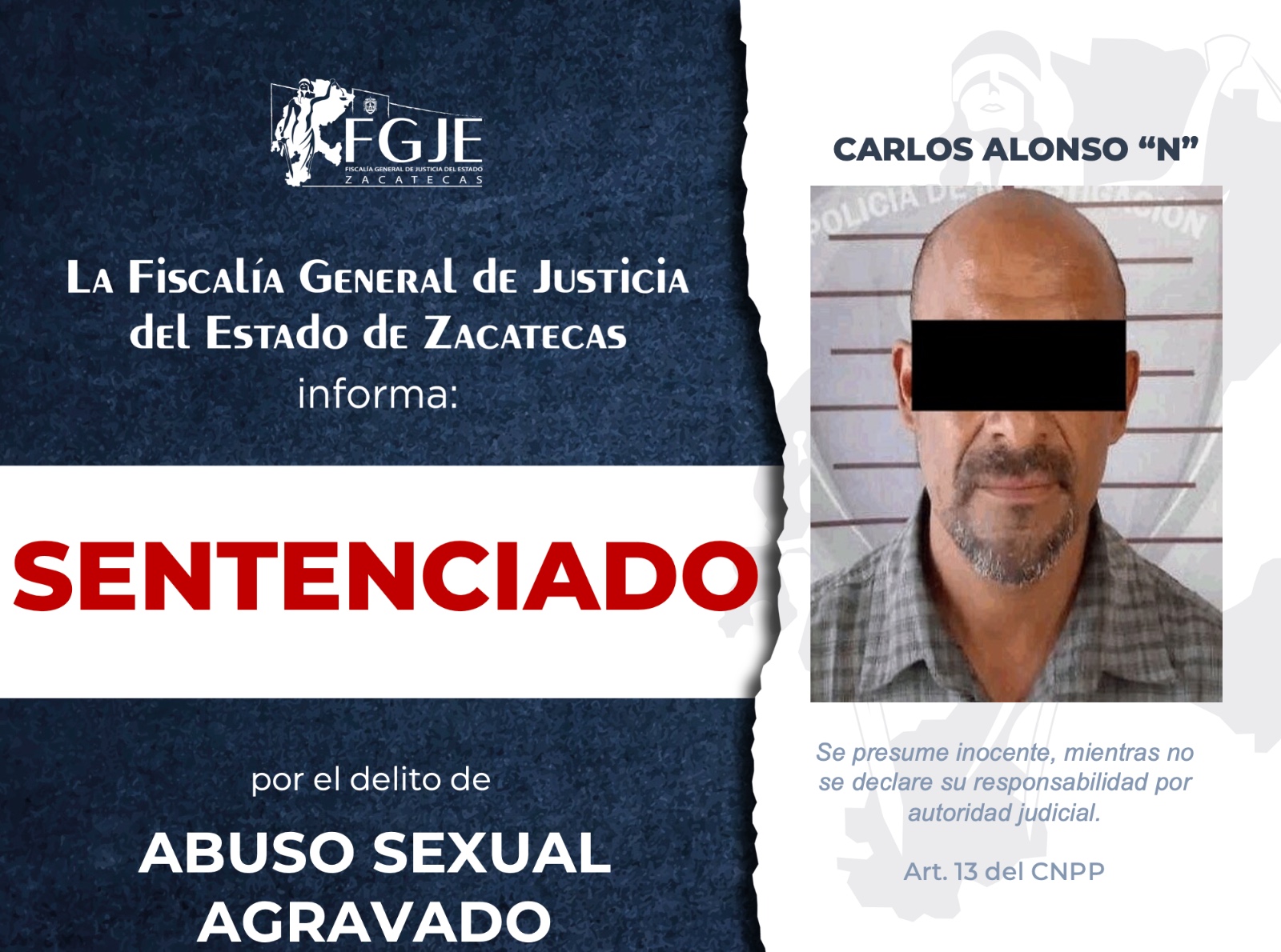 DICTAN CONDENA POR ABUSO SEXUAL AGRAVADO EN FRESNILLO