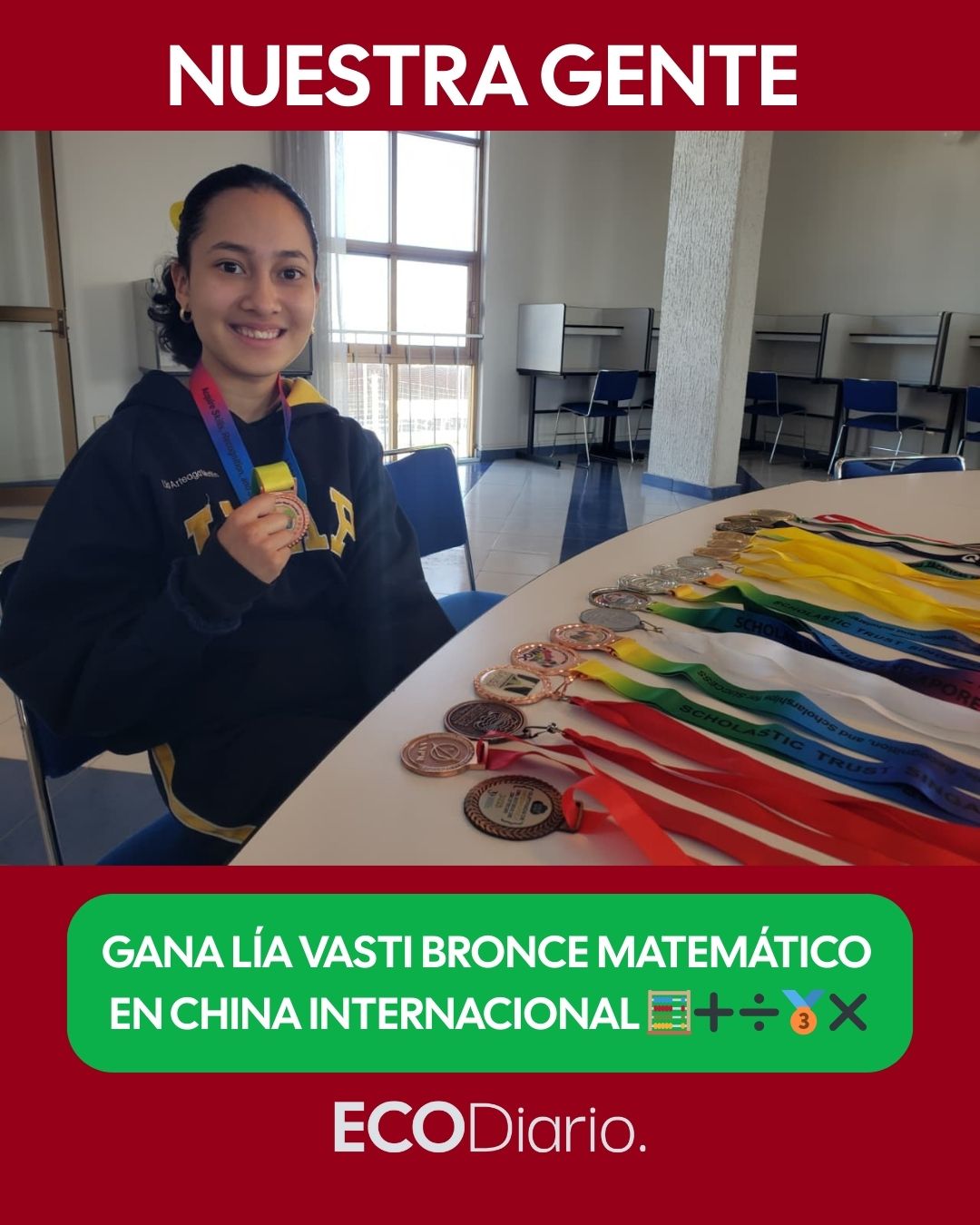 GANA LÍA VASTI BRONCE MATEMÁTICO EN CHINA INTERNACIONAL