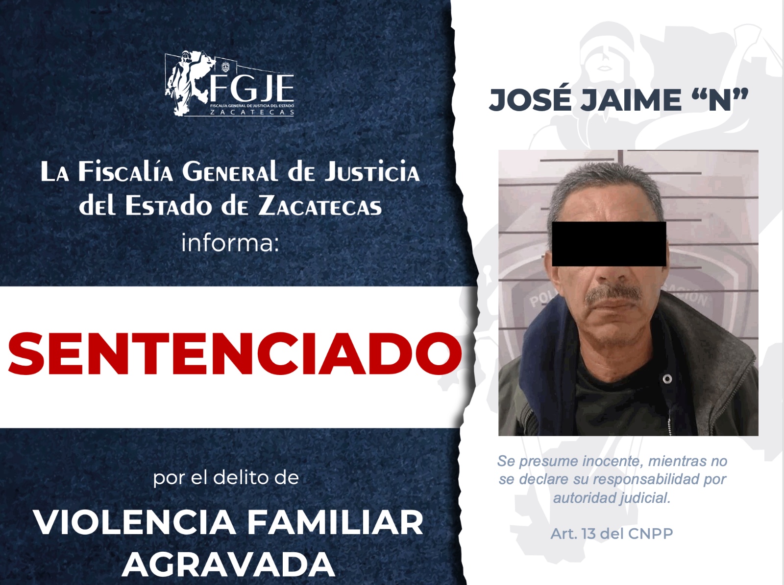 LOGRA FGJEZ SENTENCIA POR VIOLENCIA FAMILIAR AGRAVADA EN FRESNILLO