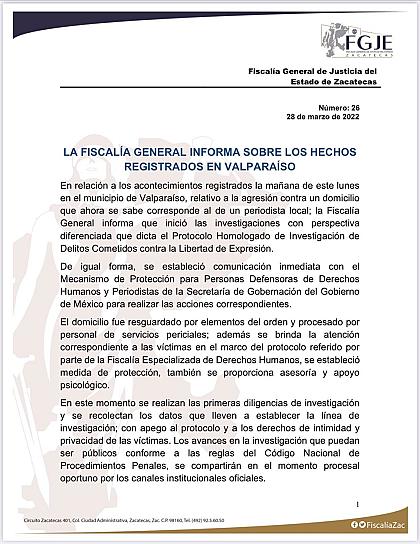 INICIAN INVESTIGACIÓN TRAS ATAQUE DE PERIODISTA DE VALPARAÍSO