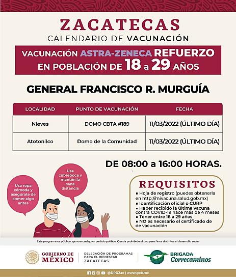 ATENCIÓN CHAVOS DE NIEVES, TEPETONGO Y HUANUSCO YA ESTA EL REFUERZO DE VACUNACIÓN 