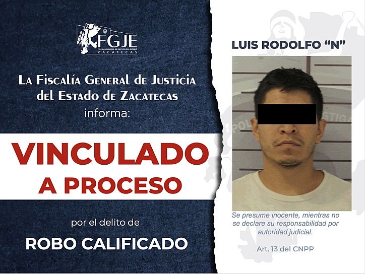 VINCULAN A PROCESO A LUIS RODOLFO POR ROBO CALIFICADO